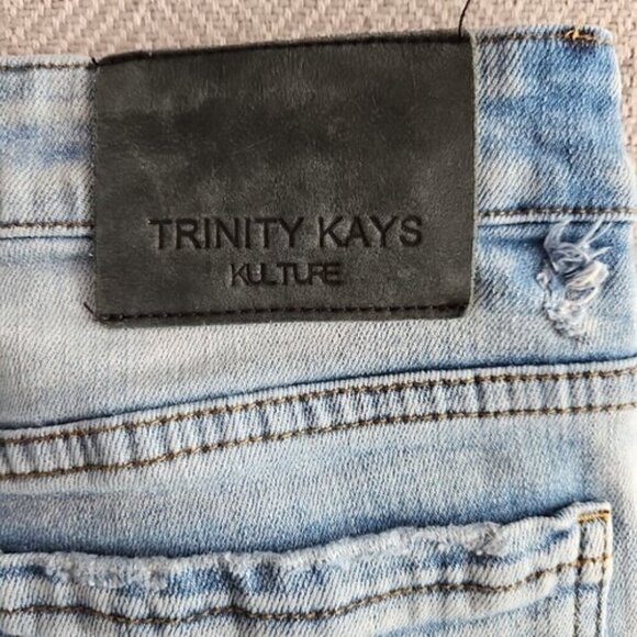 Trinity Kays Jeans Men's Size 28 (28x32) Kulture Stripes Paint Distressed Blue - Picture 16 of 16